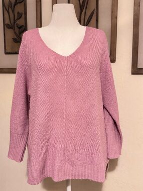LA MIEL Dusty Rose V-Neck Women's Sweater